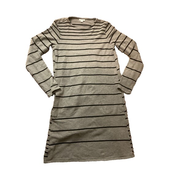 J. Jill Dresses & Skirts - J.Jill Knit Tunic Dress Women Small Gray Black Striped Long Sleeve Pockets